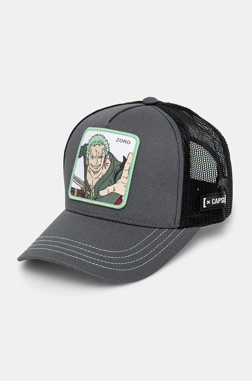 Capslab șapcă de baseball pentru copii One Piece Capslab Trucker culoarea gri, cu imprimeu, CL.OP1.3.ZOR1 Capslab șapcă de baseball pentru copii One Piece Capslab Trucker culoarea gri, cu imprimeu, CL.OP1.3.ZOR1