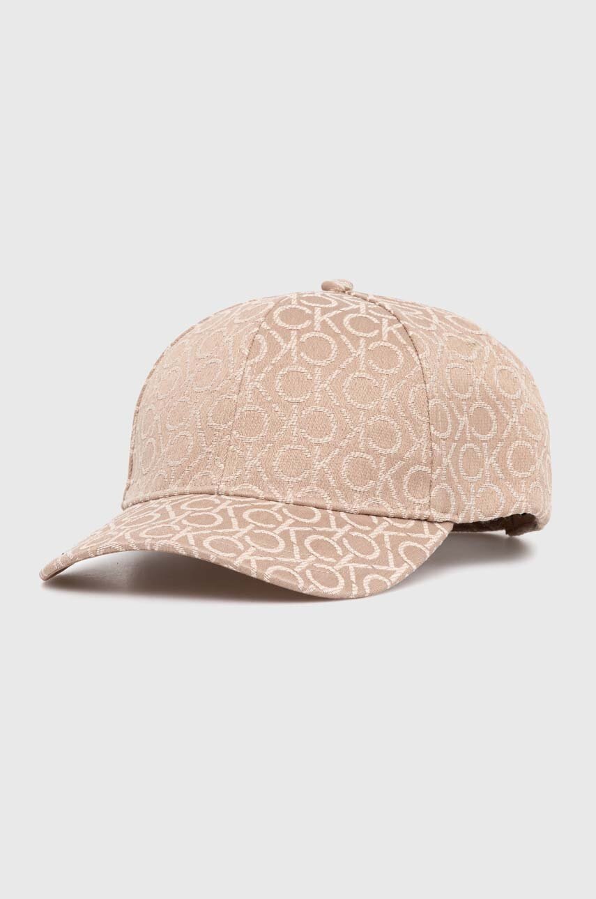 

Шапка с козирка Calvin Klein в кафяво с десен K60K612032, Кафяв