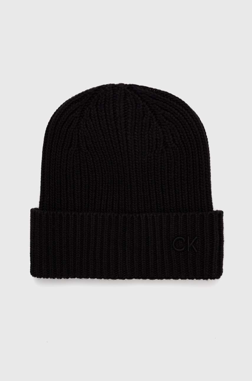 

Шапка с вълна Calvin Klein в черно K60K612033, Черен