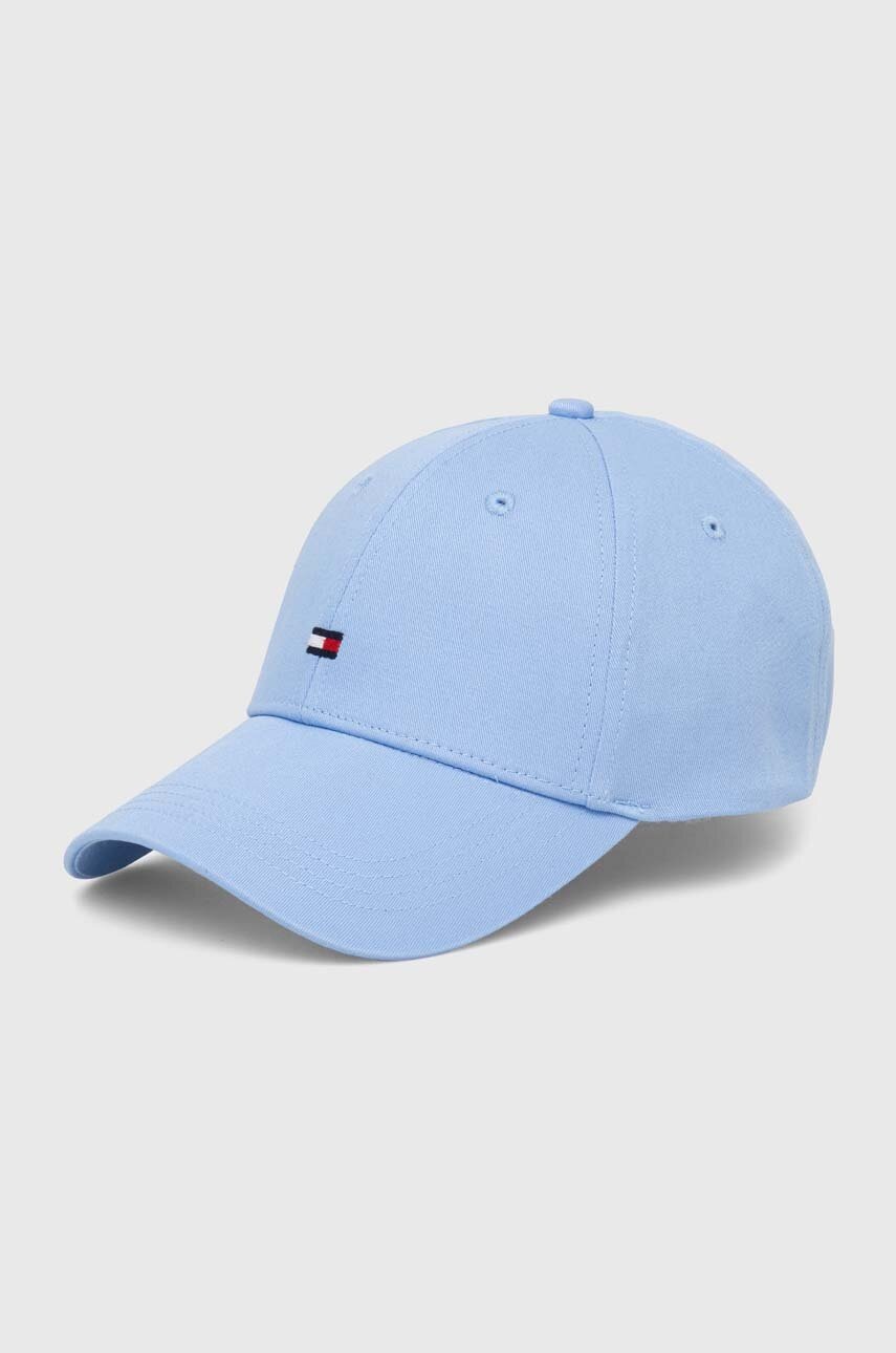 

Памучна шапка с козирка Tommy Hilfiger в синьо с изчистен дизайн AW0AW16360, Син