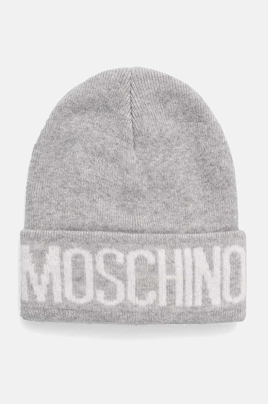 

Шапка с вълна Moschino в сиво от плътен трикотаж M5672 60102, Сив