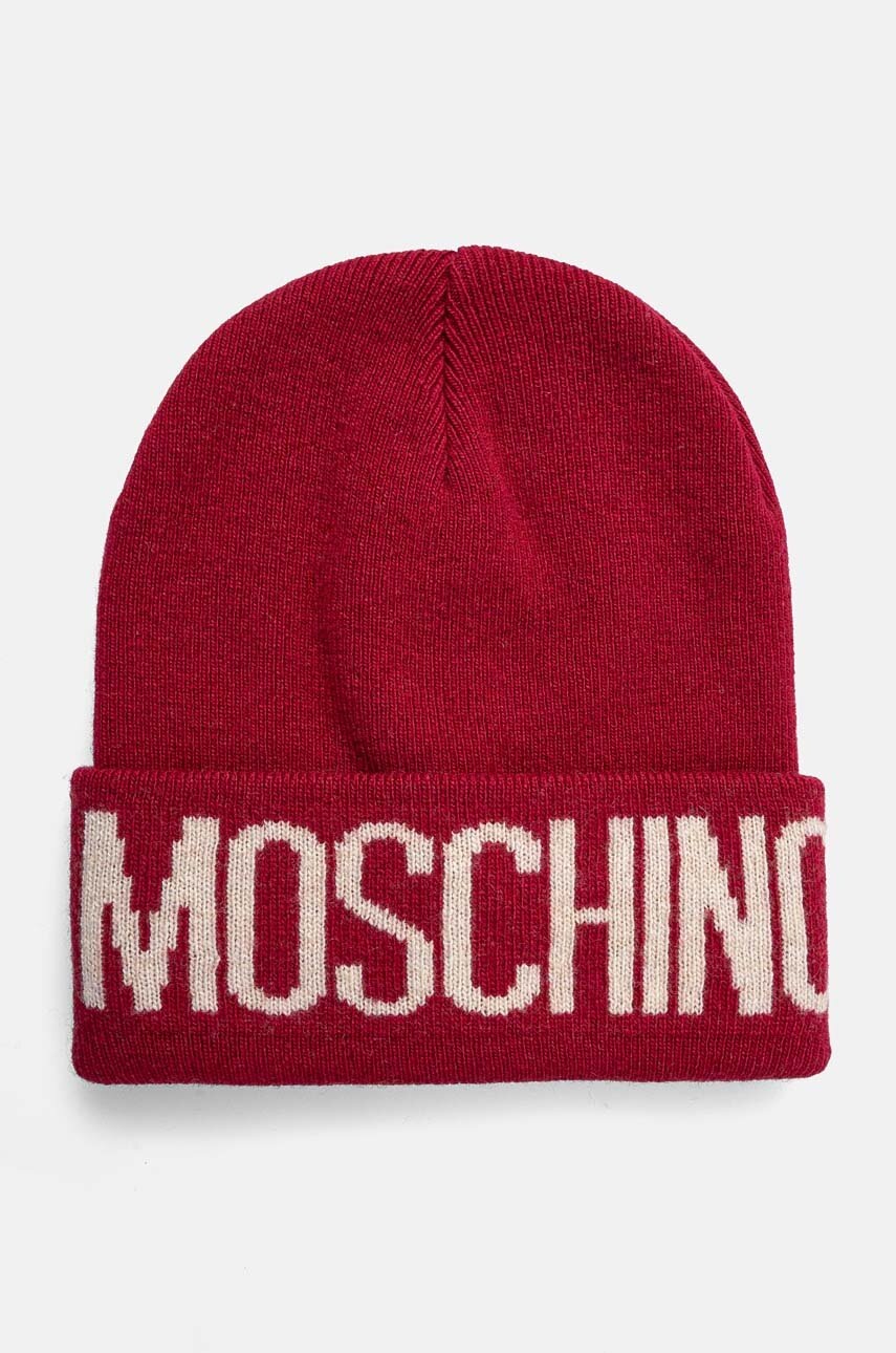 

Шапка с вълна Moschino в червено от плътен трикотаж M5672 60102, Червен