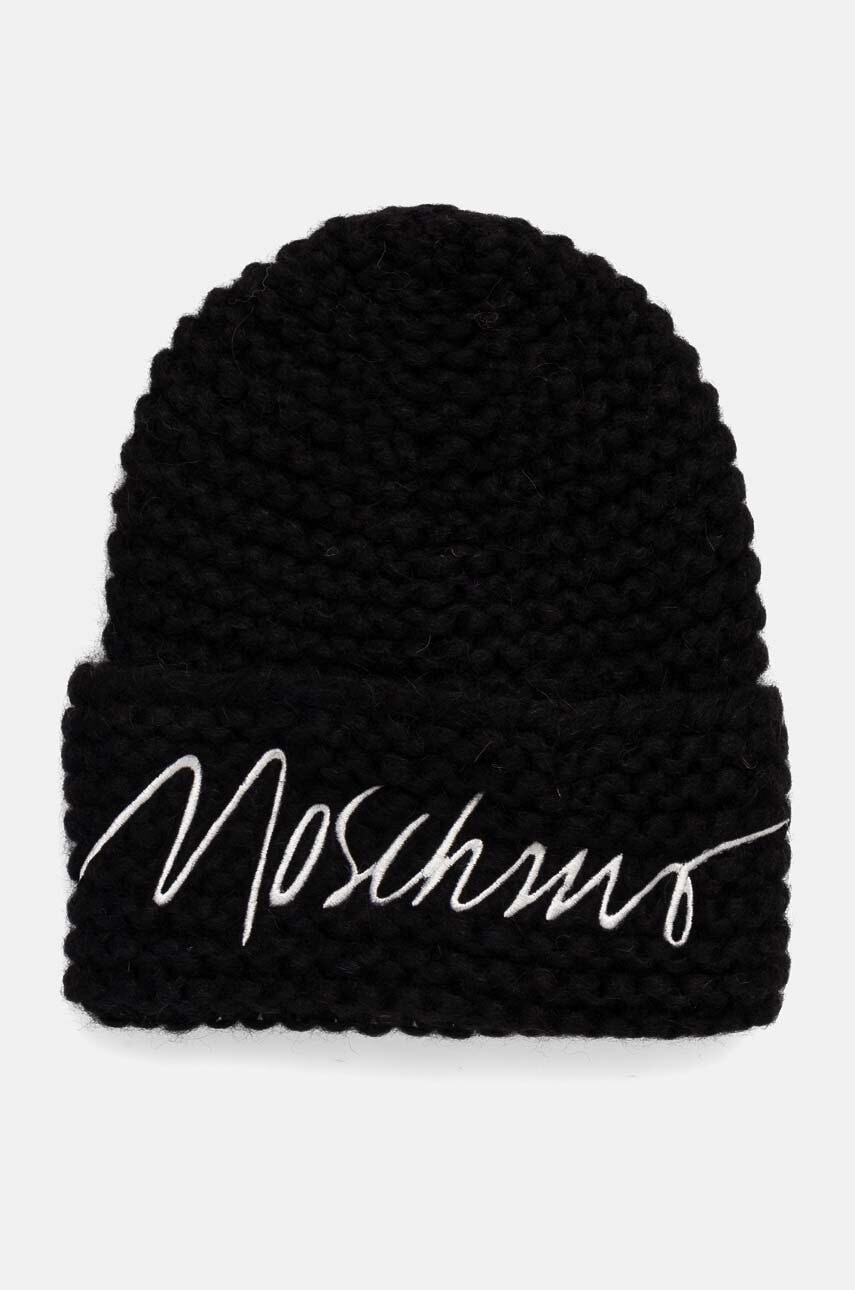 Moschino caciula de lana culoarea negru, de lana, din tricot gros, M3170 65423