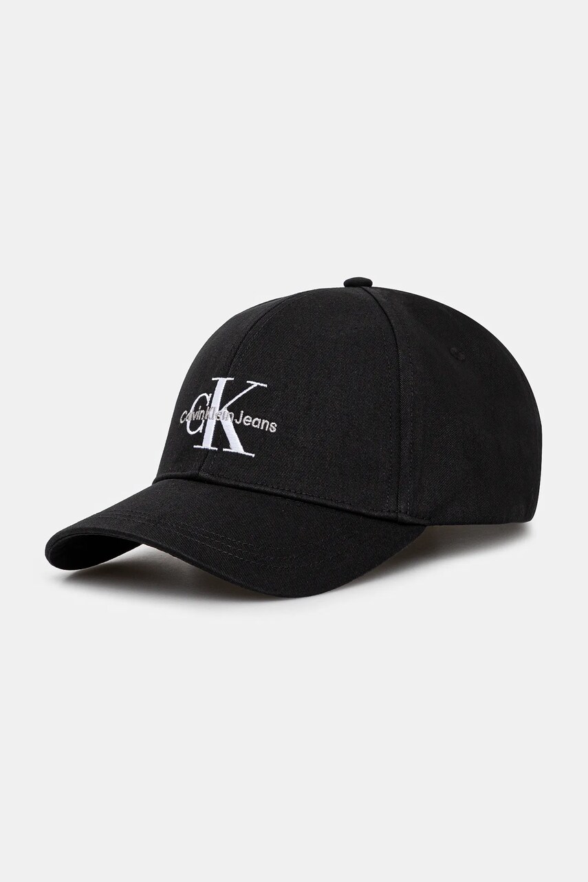 Levně Bavlněná baseballová čepice Calvin Klein Jeans černá barva, s aplikací, K50K512180