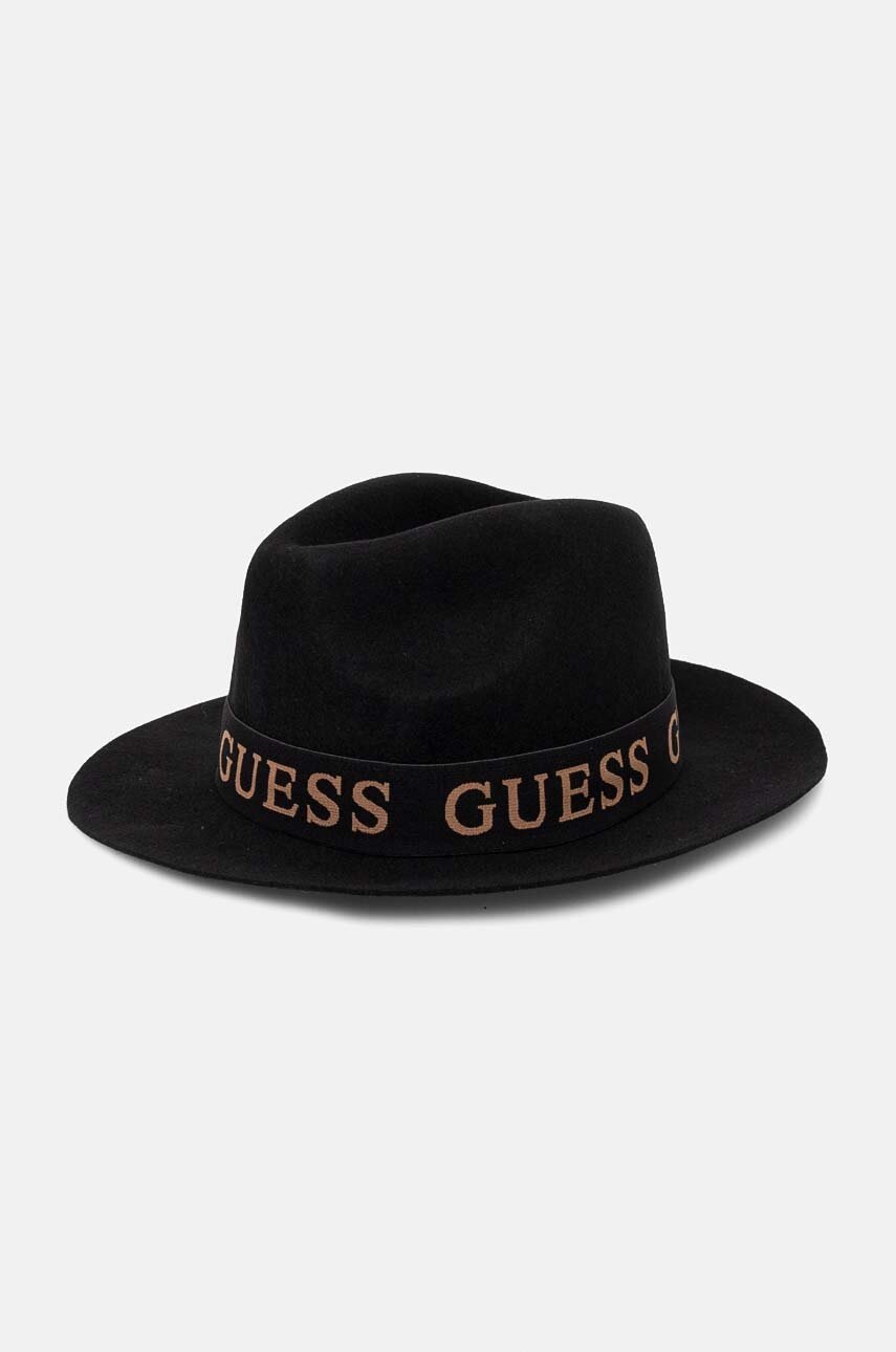 

Вълнена капела Guess FEDORA в черно от вълна AW5162 WOL03, Черен