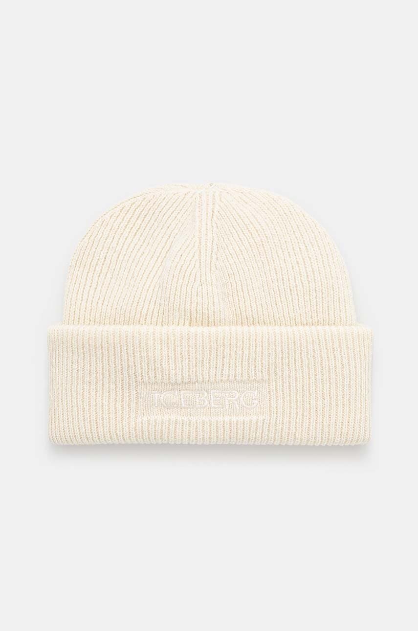 Iceberg caciula de lana culoarea bej, de lana, din tricot gros, 30 437 079