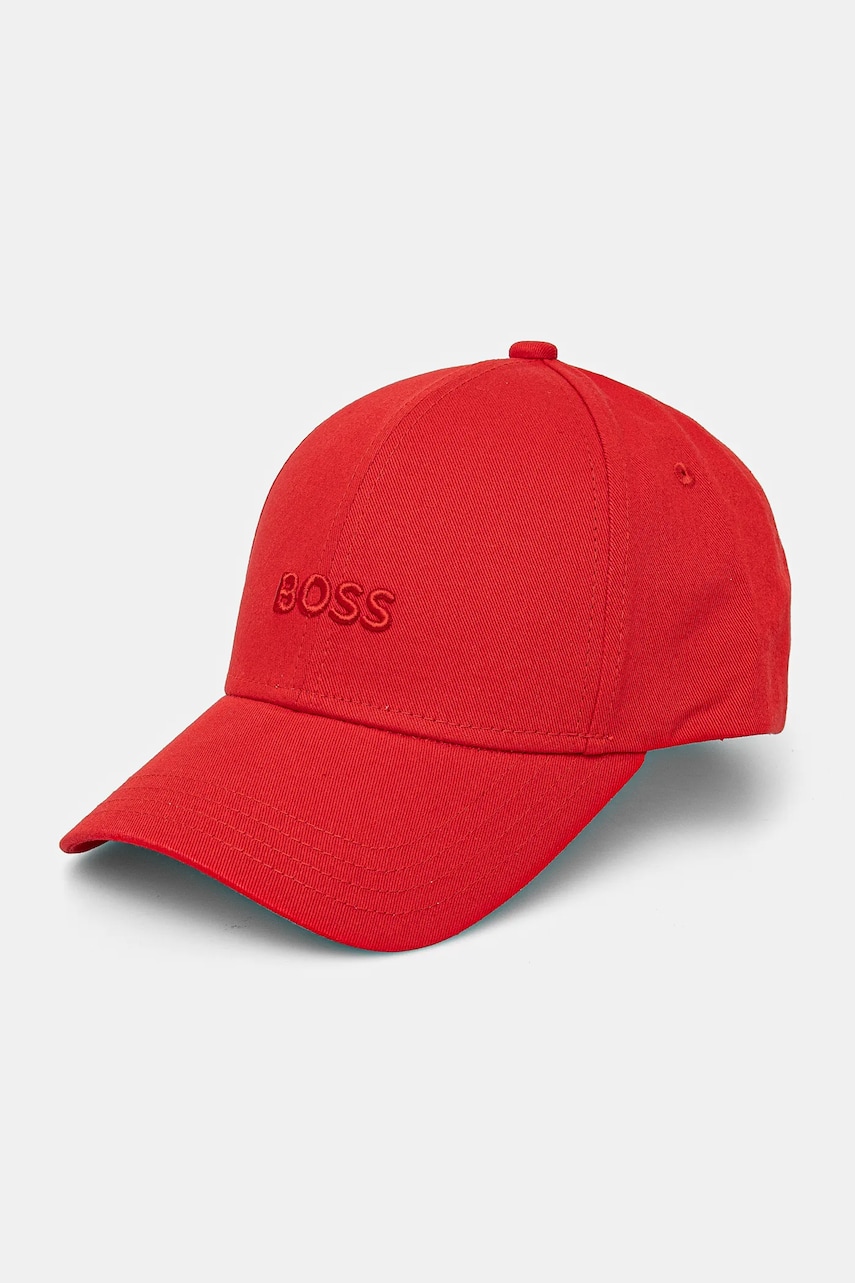 BOSS șapcă de baseball din bumbac culoarea rosu, cu imprimeu, 50519889 BOSS șapcă de baseball din bumbac culoarea rosu, cu imprimeu, 50519889