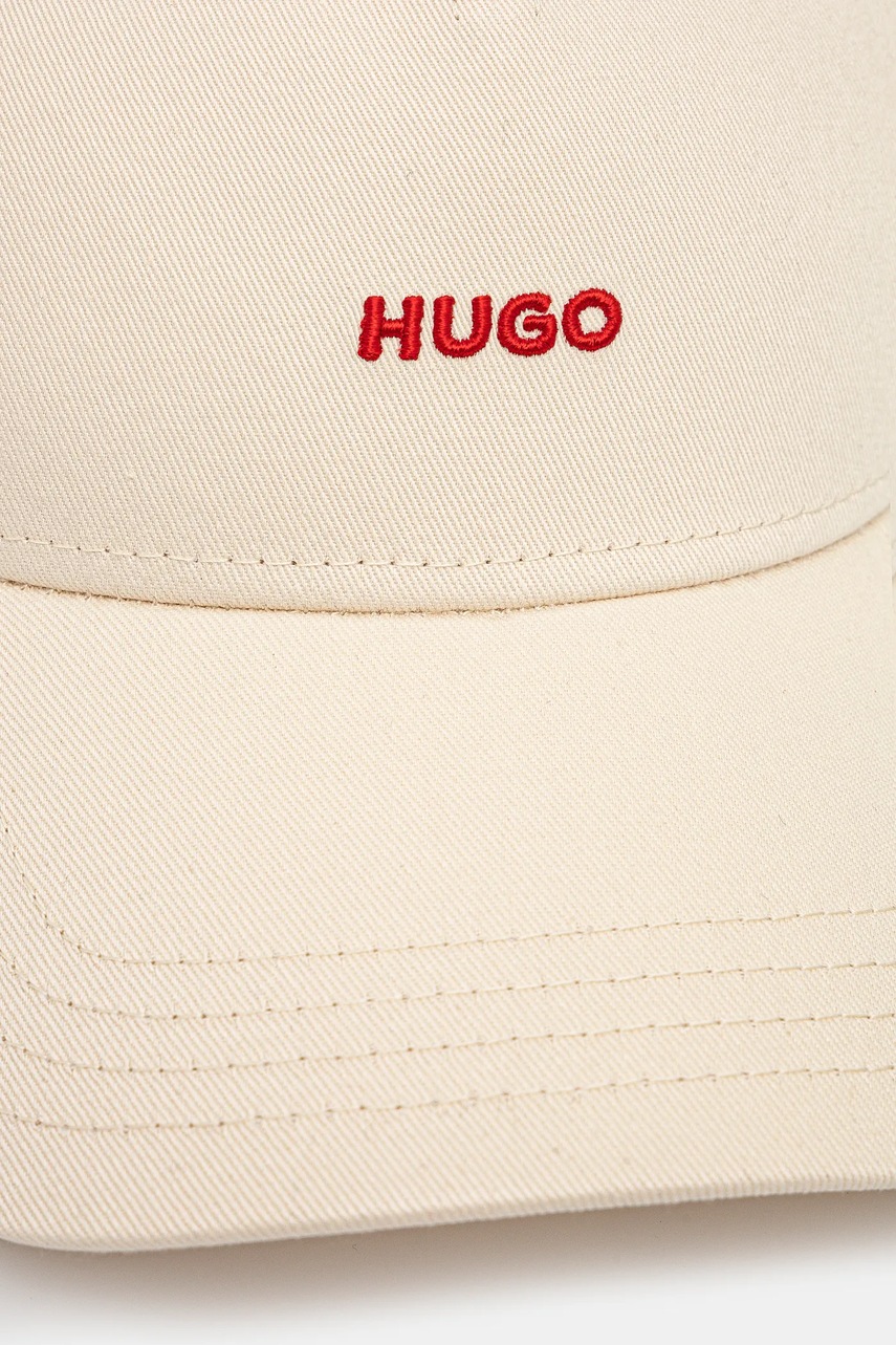 Хлопковая кепка HUGO цвет бежевый с аппликацией 50519255 Хлопковая кепка HUGO цвет бежевый с аппликацией 50519255
