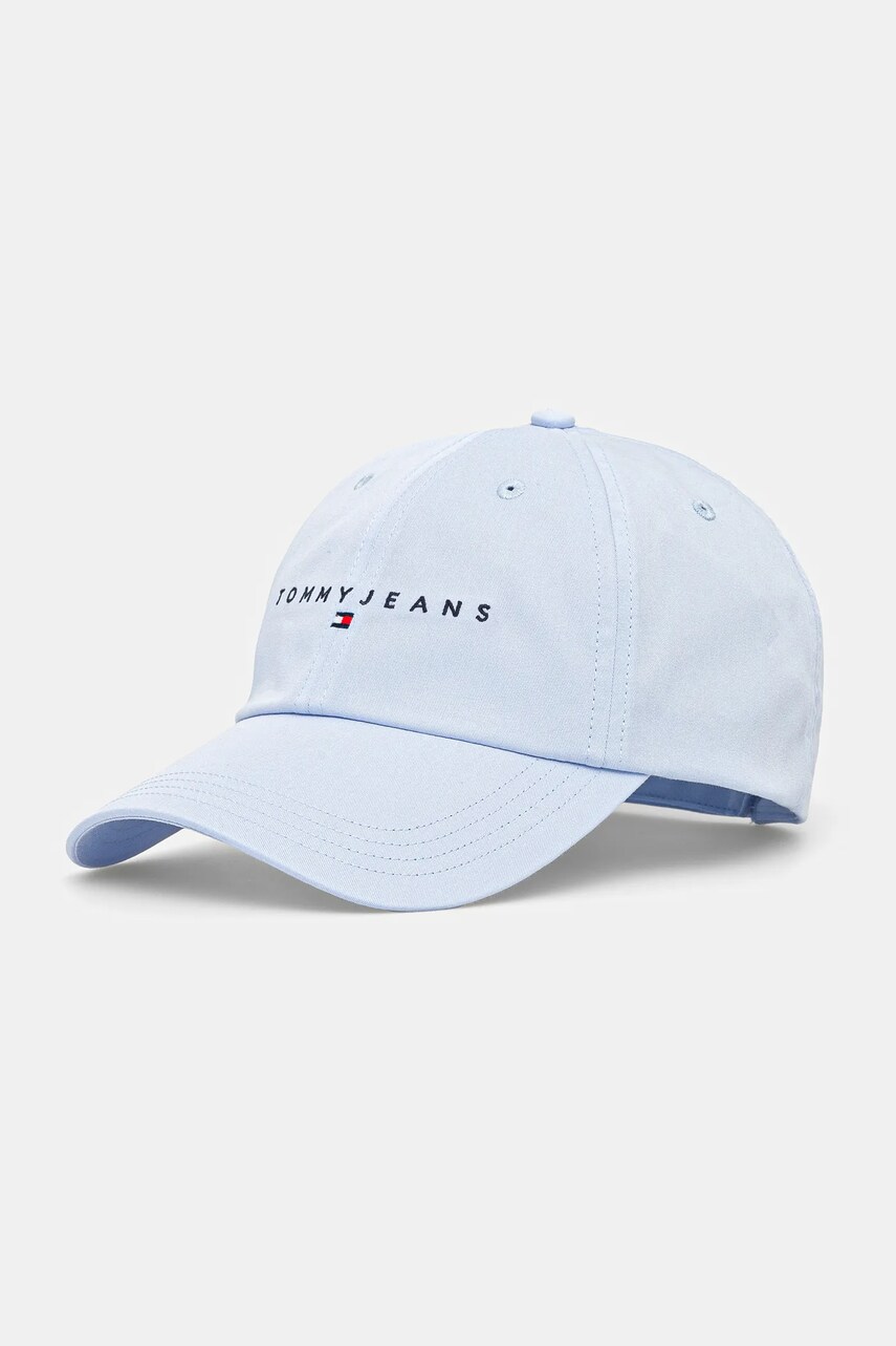 Levně Bavlněná baseballová čepice Tommy Jeans modrá barva, s aplikací, AW0AW16868