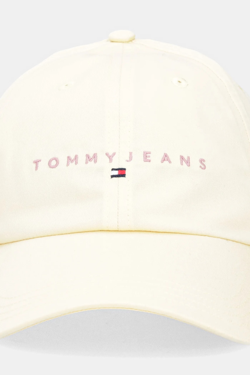 Хлопковая кепка Tommy Jeans цвет жёлтый с аппликацией AW0AW16868 Хлопковая кепка Tommy Jeans цвет жёлтый с аппликацией AW0AW16868