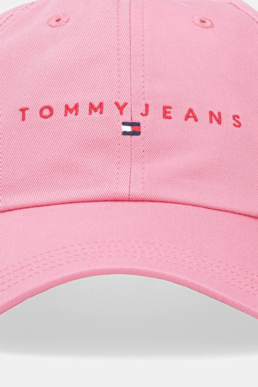 Хлопковая кепка Tommy Jeans цвет розовый с аппликацией AW0AW16868 Хлопковая кепка Tommy Jeans цвет розовый с аппликацией AW0AW16868
