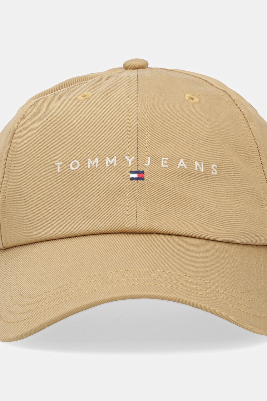 Хлопковая кепка Tommy Jeans цвет зелёный с аппликацией AW0AW16868 Хлопковая кепка Tommy Jeans цвет зелёный с аппликацией AW0AW16868
