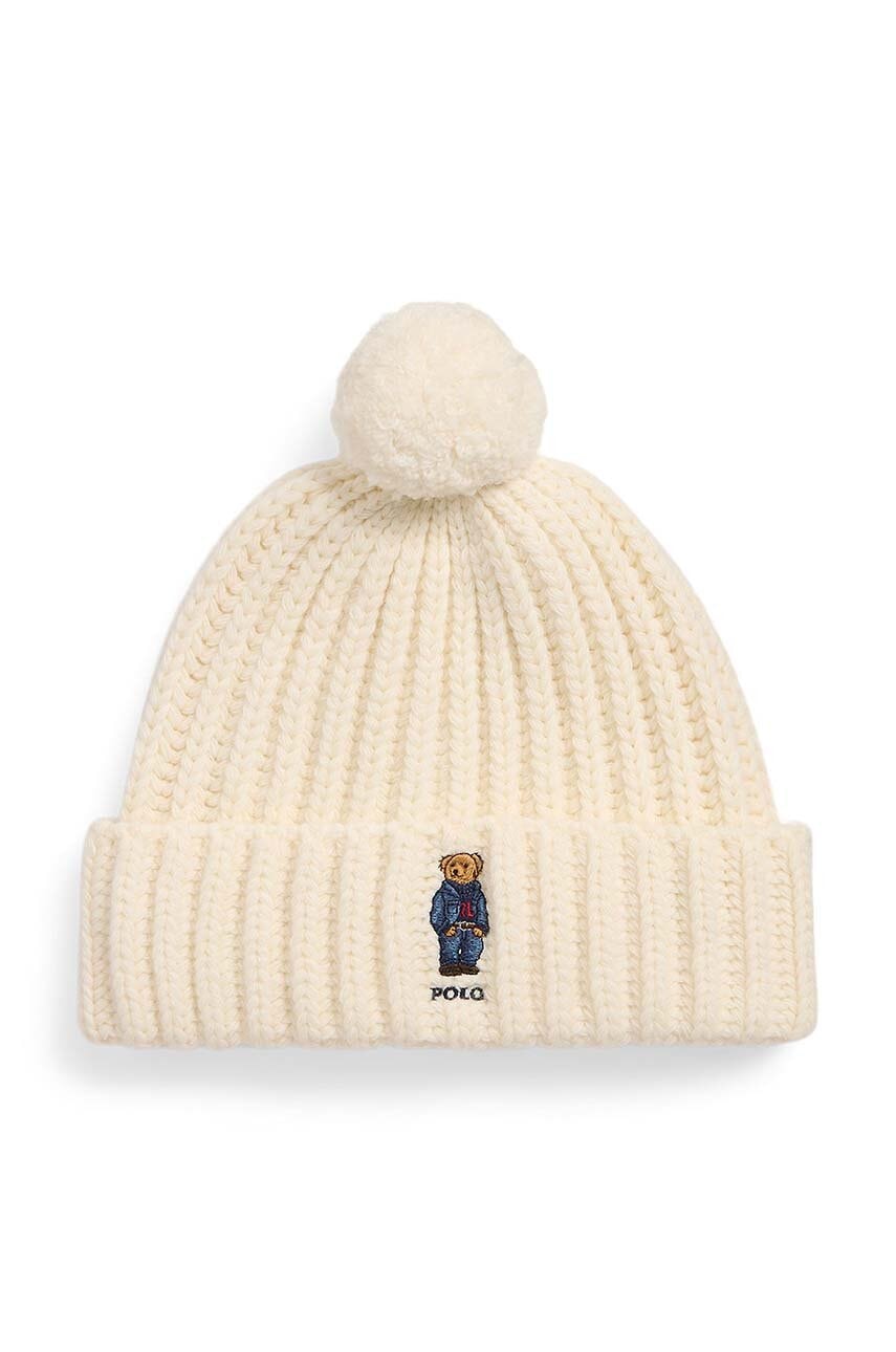 Levně Vlněná čepice Polo Ralph Lauren béžová barva, z husté pleteniny, 455931876