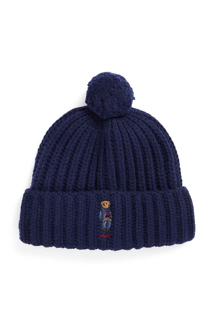 

Вълнена шапка Polo Ralph Lauren в тъмносиньо от плътен трикотаж от вълна 455931876, Тъмносин