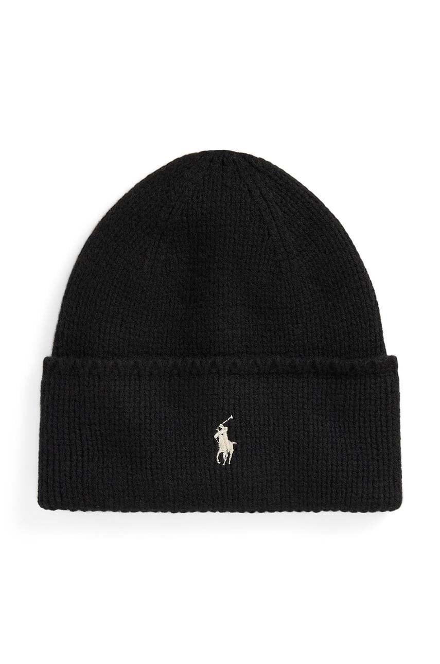 Levně Vlněná čepice Polo Ralph Lauren černá barva, 455954355