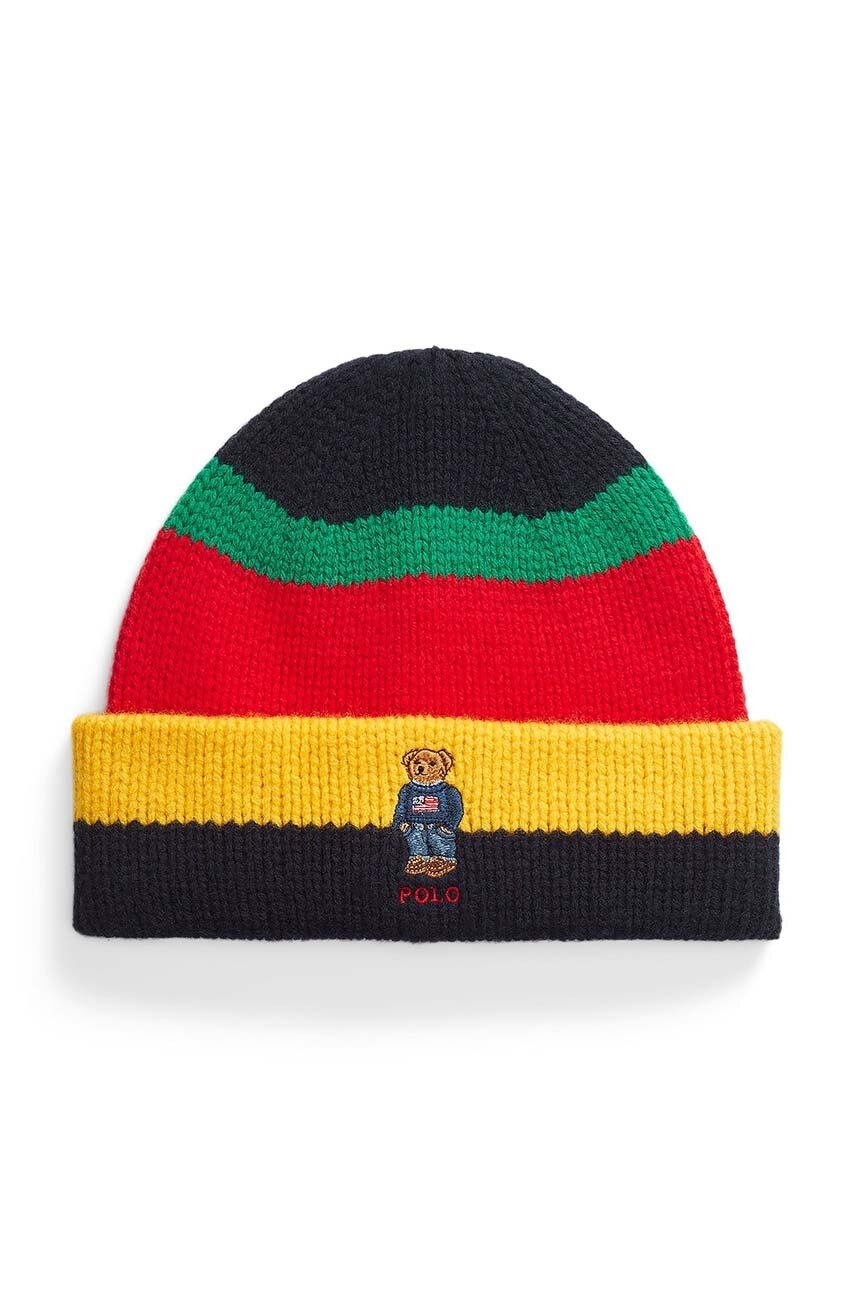 

Вълнена шапка Polo Ralph Lauren от плътен трикотаж от вълна 455954362, Многоцветен