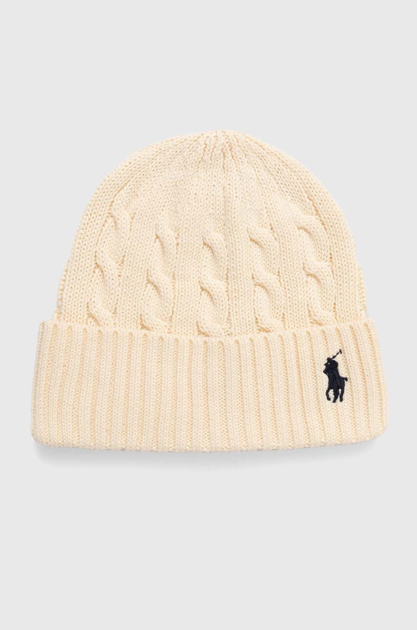 

Памучна шапка Polo Ralph Lauren в бежово от памук 455954637, Бежов