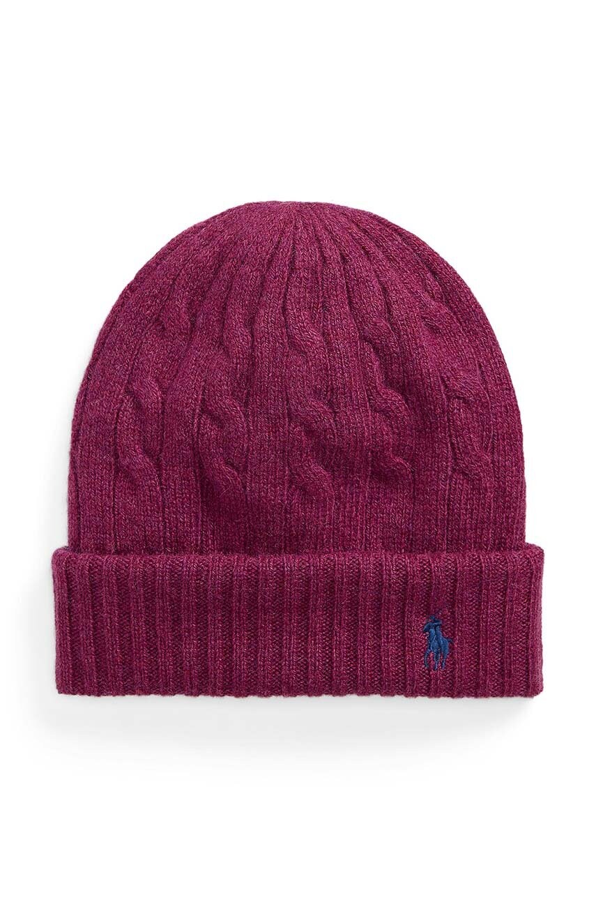 Levně Vlněná čepice Polo Ralph Lauren fialová barva, z husté pleteniny, 455956315