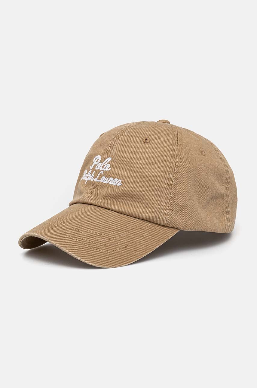 

Памучна шапка с козирка Polo Ralph Lauren в бежово с апликация 211954882, Бежов