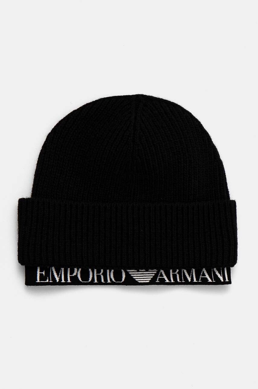 Levně Čepice Emporio Armani černá barva, z husté pleteniny, 637350 4F519