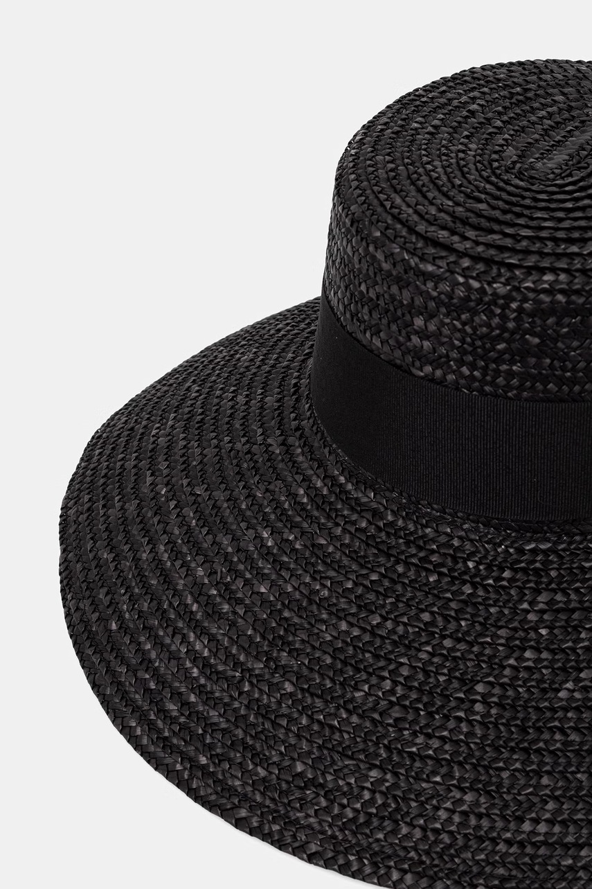 LE SH KA headwear καπέλο με πλατύ γείσο Γυναικείο Black Straw Veil φωτογραφία