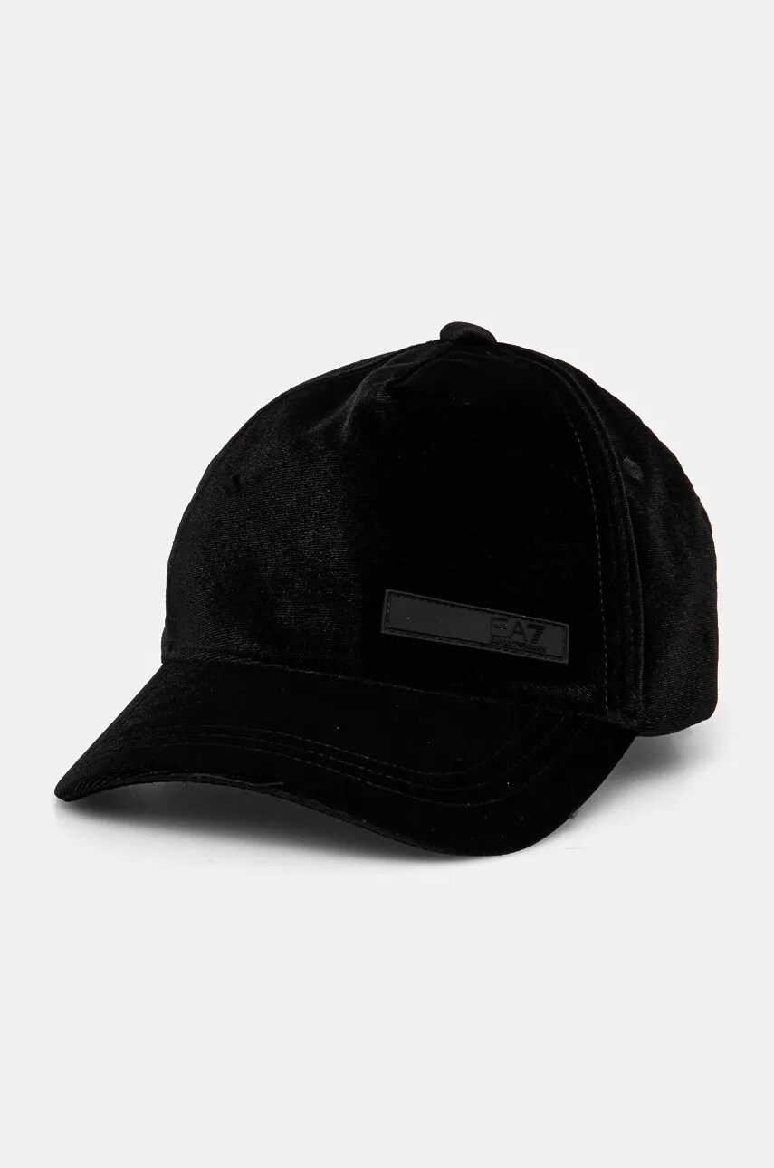 EA7 Emporio Armani sapca de baseball din bumbac culoarea negru, neted, 4F101.280048