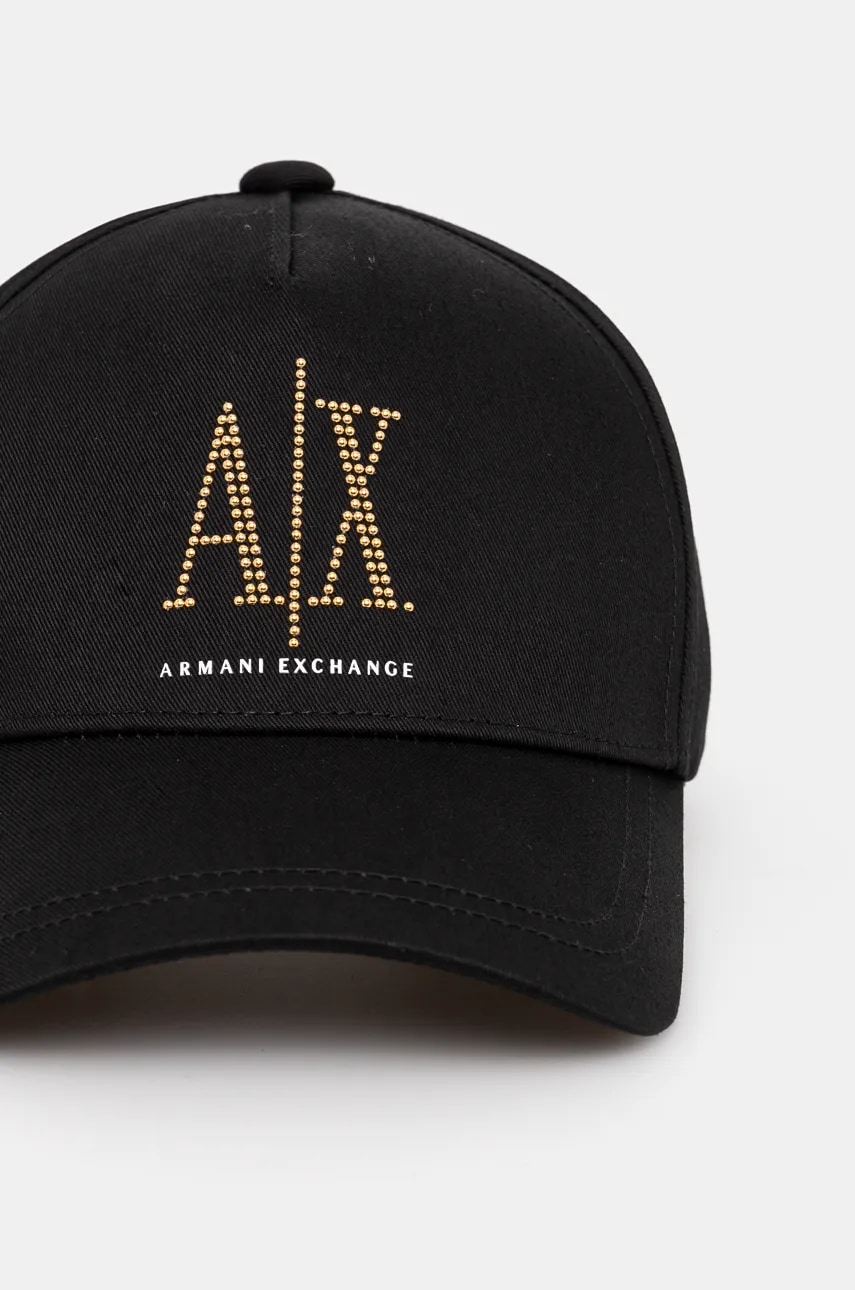 Хлопковая кепка Armani Exchange цвет чёрный с аппликацией 944208 3R131 Хлопковая кепка Armani Exchange цвет чёрный с аппликацией 944208 3R131
