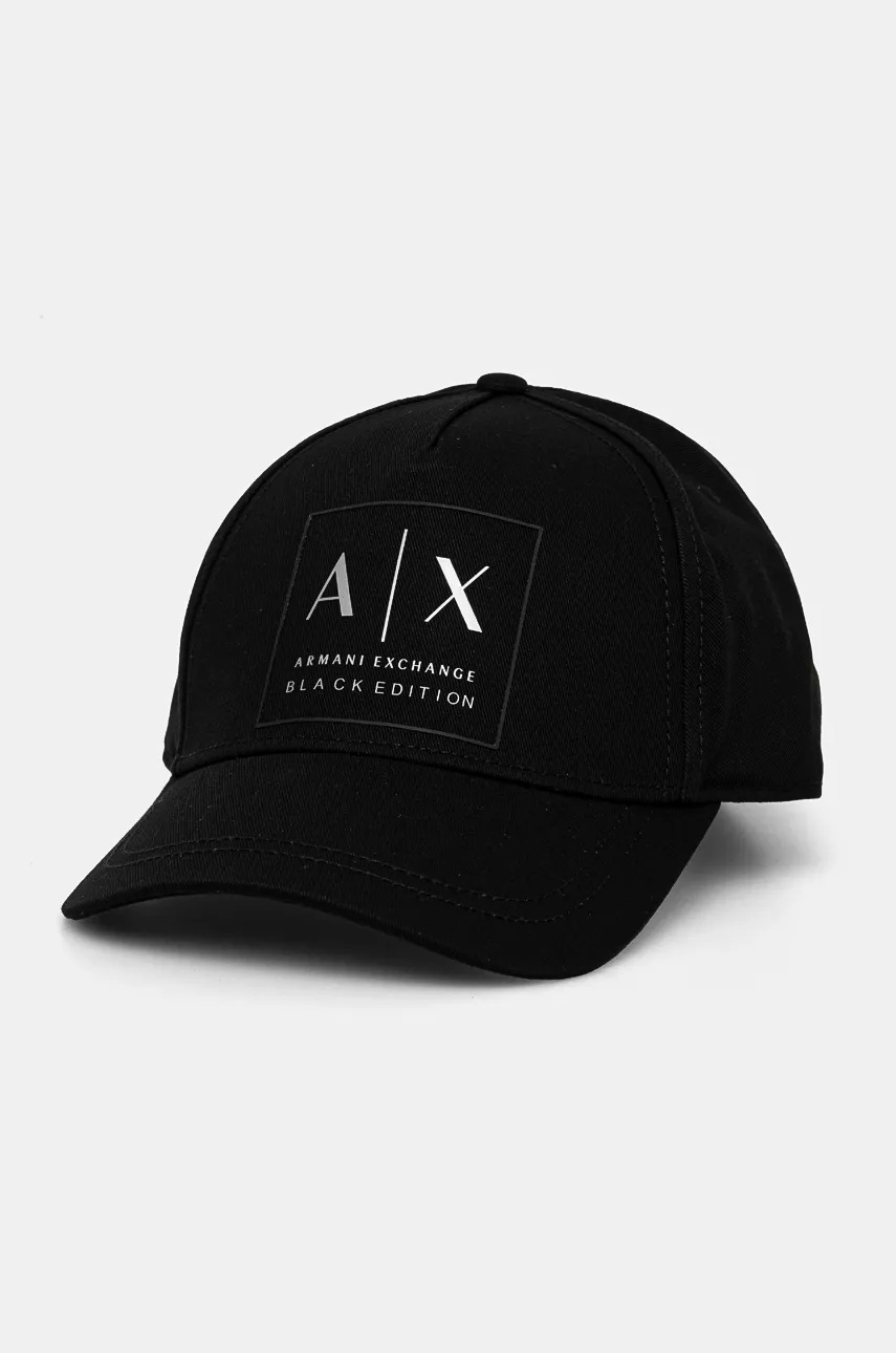 

Памучна шапка с козирка Armani Exchange в черно с апликация XW000083 AF10526, Черен