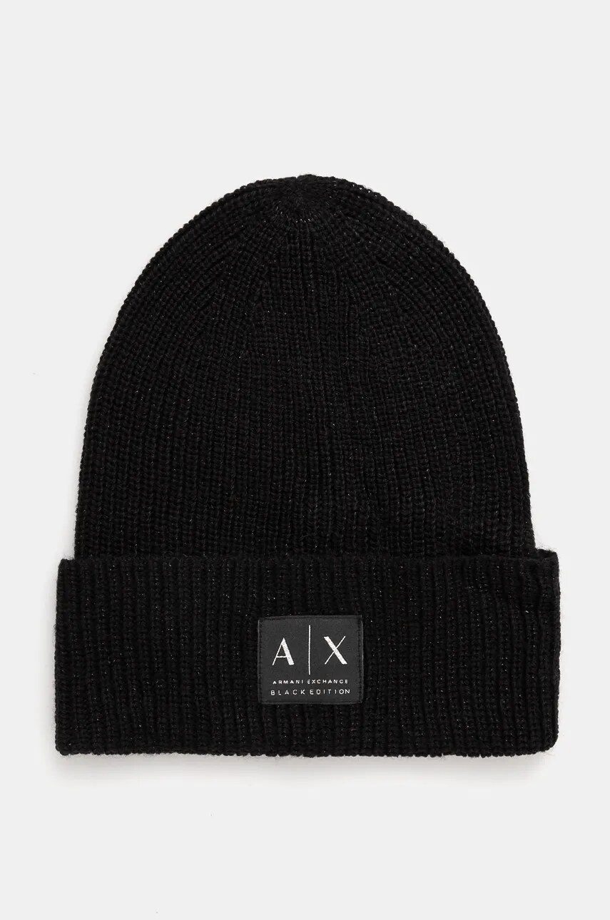 Armani Exchange caciula din amestec de lana culoarea negru, din tesatura neteda, XW000084 AF10527