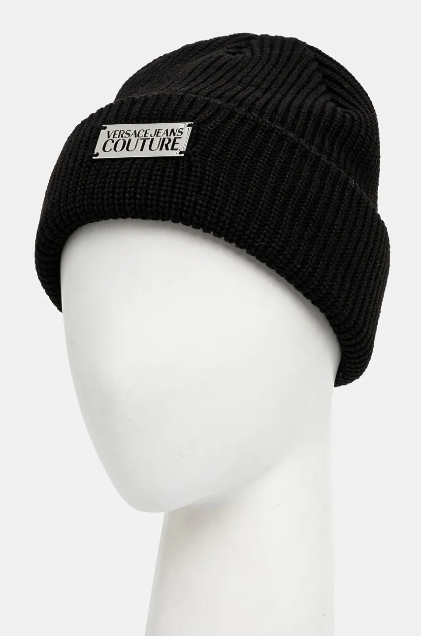 Шапка Versace Jeans Couture цвет чёрный из толстого трикотажа 77HAZK50 ZG291 Шапка Versace Jeans Couture цвет чёрный из толстого трикотажа 77HAZK50 ZG291