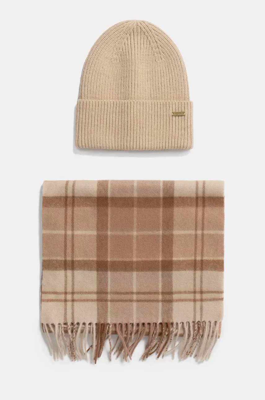 

Шапка и шал с вълна Barbour в бежово LGS0096, Бежов