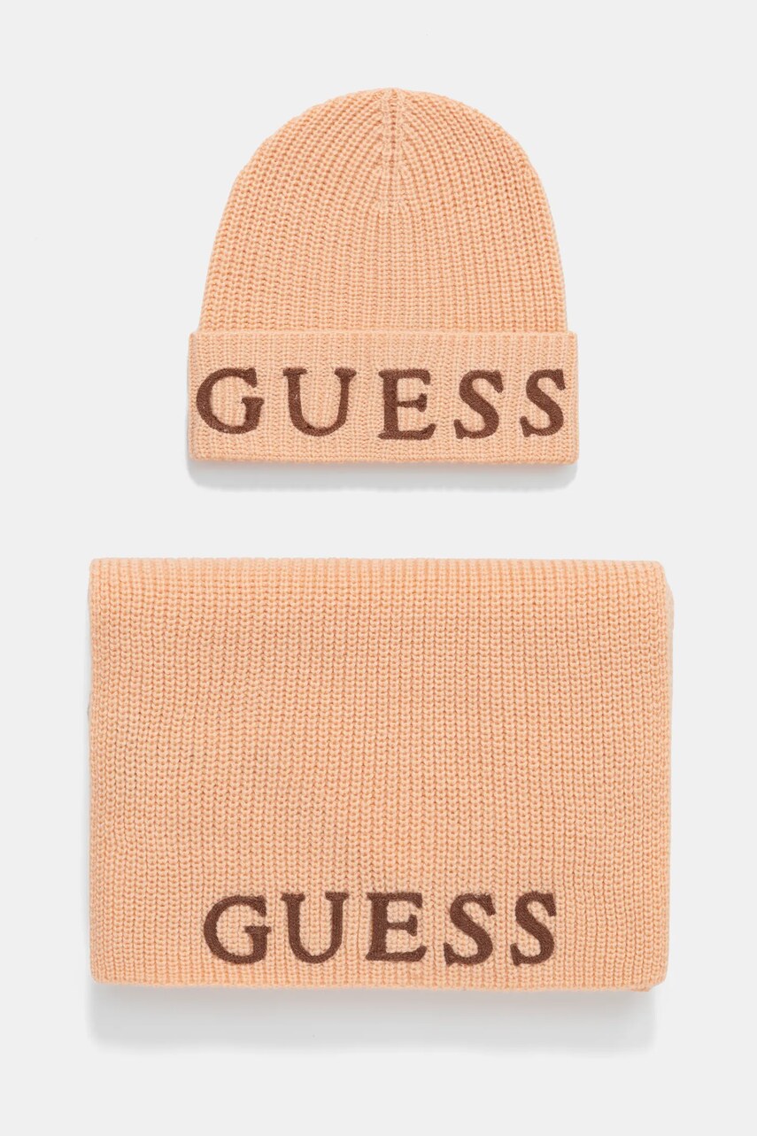 Levně Čepice a šála Guess oranžová barva, GFBOXW P4402
