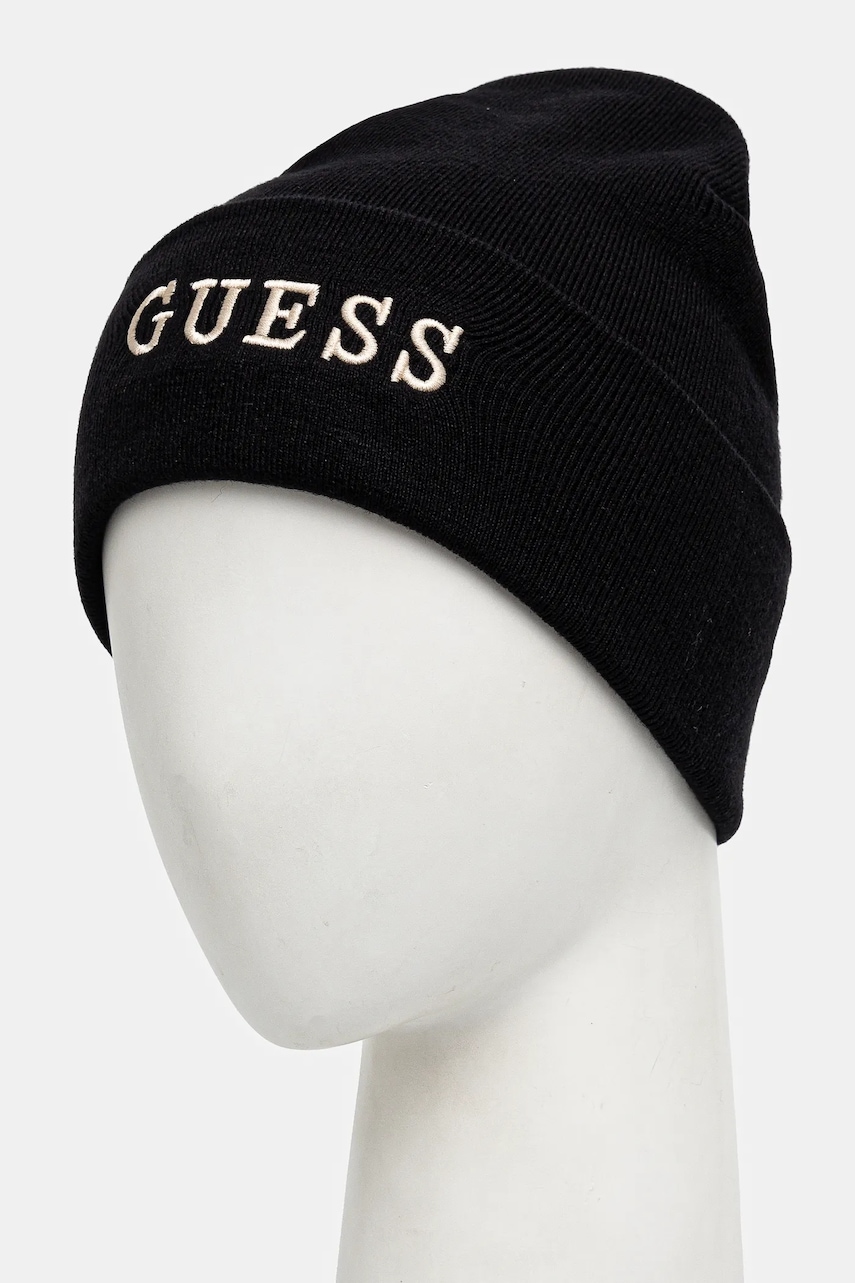 Шапка Guess цвет чёрный из толстого трикотажа AW5189 POL01 Шапка Guess цвет чёрный из толстого трикотажа AW5189 POL01