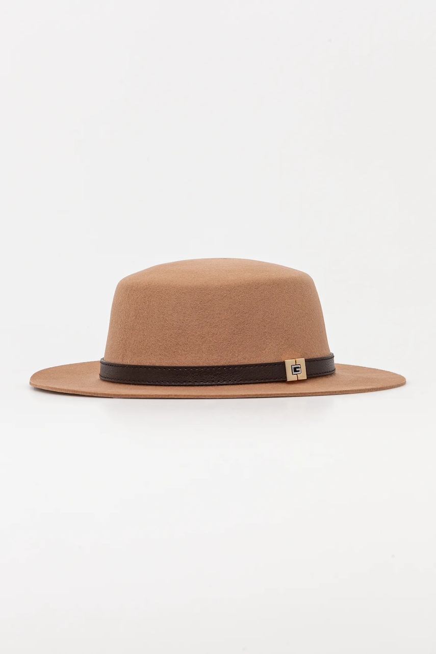 Levně Vlněný klobouk Guess hnědá barva, vlněný, AW5180 WOL03