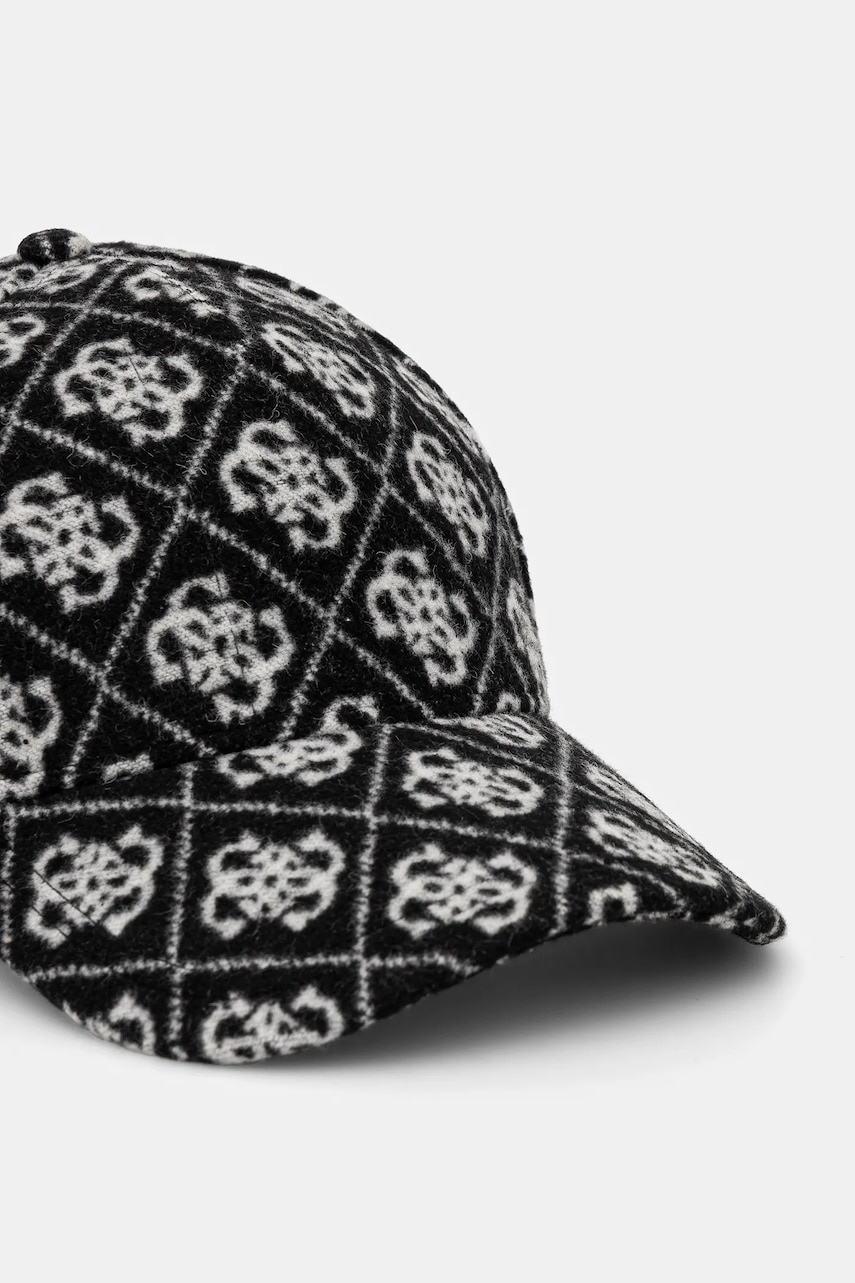 Кепка из смесовой шерсти Guess цвет чёрный узор AW5186 POL03 Кепка из смесовой шерсти Guess цвет чёрный узор AW5186 POL03