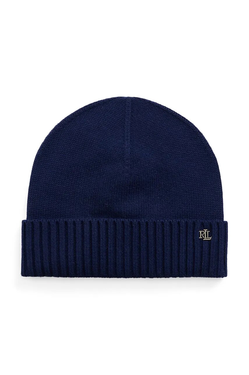 Levně Čepice z vlněné směsi Lauren Ralph Lauren tmavomodrá barva, 454960057