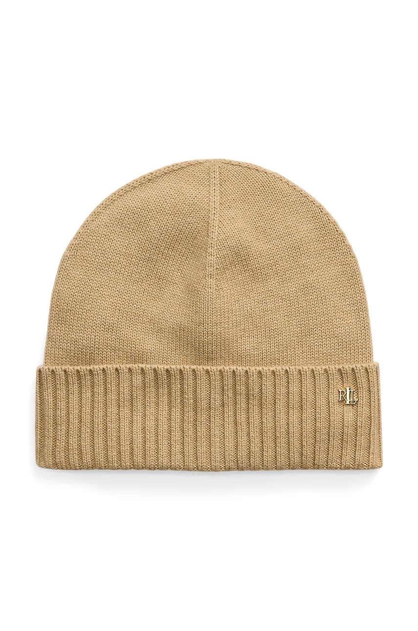 Levně Čepice z vlněné směsi Lauren Ralph Lauren béžová barva, 454960057