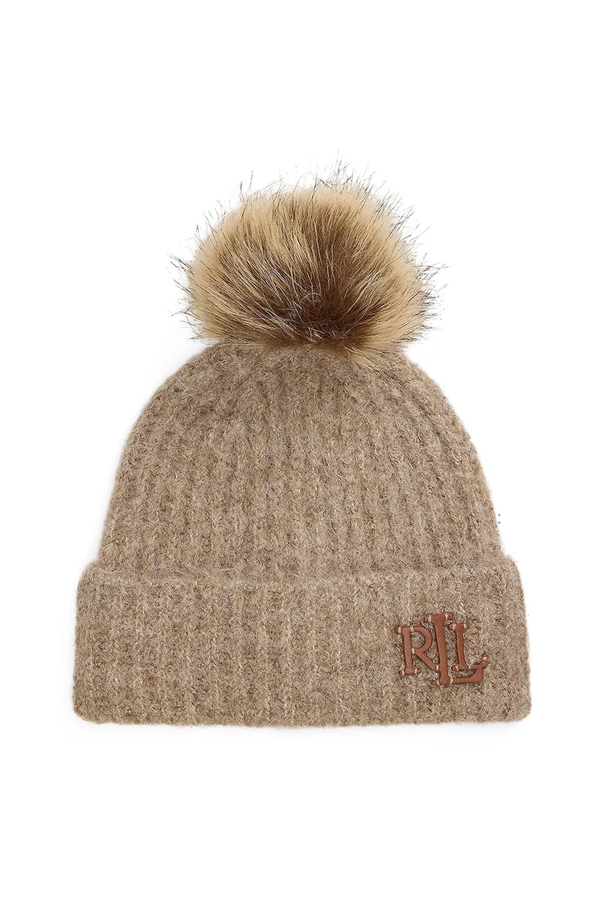 Levně Čepice s příměsí vlny Lauren Ralph Lauren béžová barva, 454960080