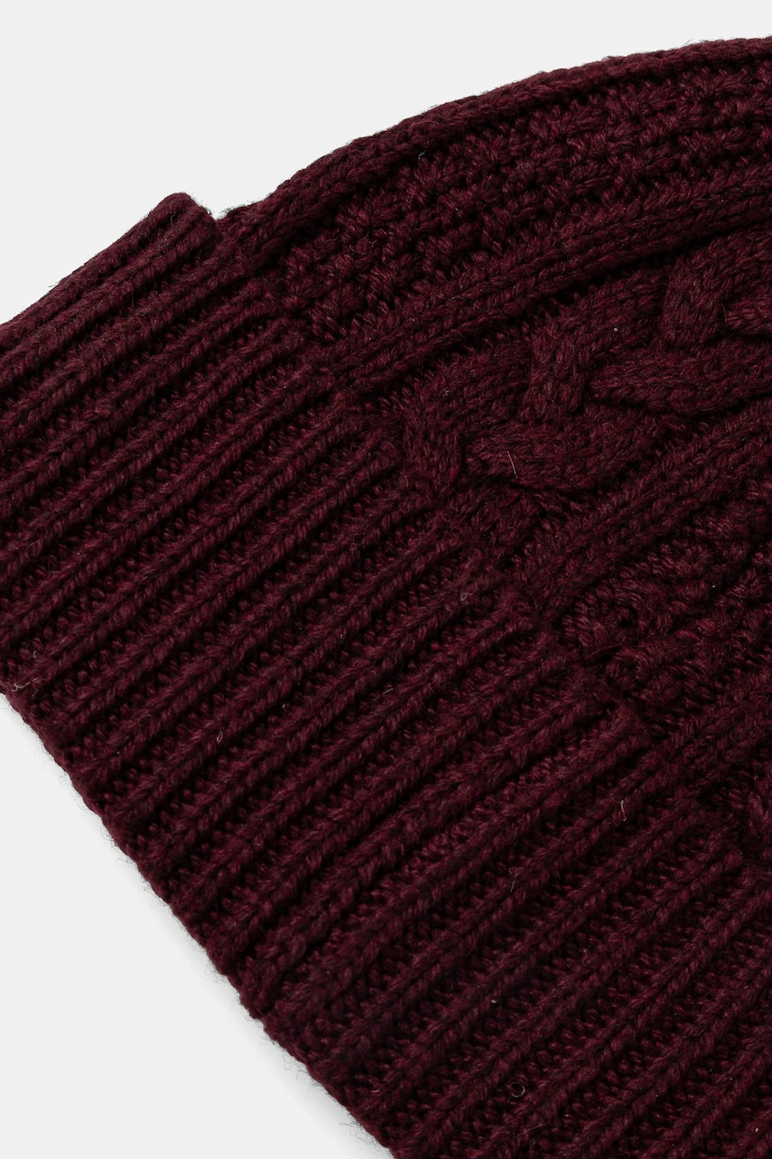 Шапка с примесью шерсти Lauren Ralph Lauren цвет бордовый из толстого трикотажа 454960084 Шапка с примесью шерсти Lauren Ralph Lauren цвет бордовый из толстого трикотажа 454960084