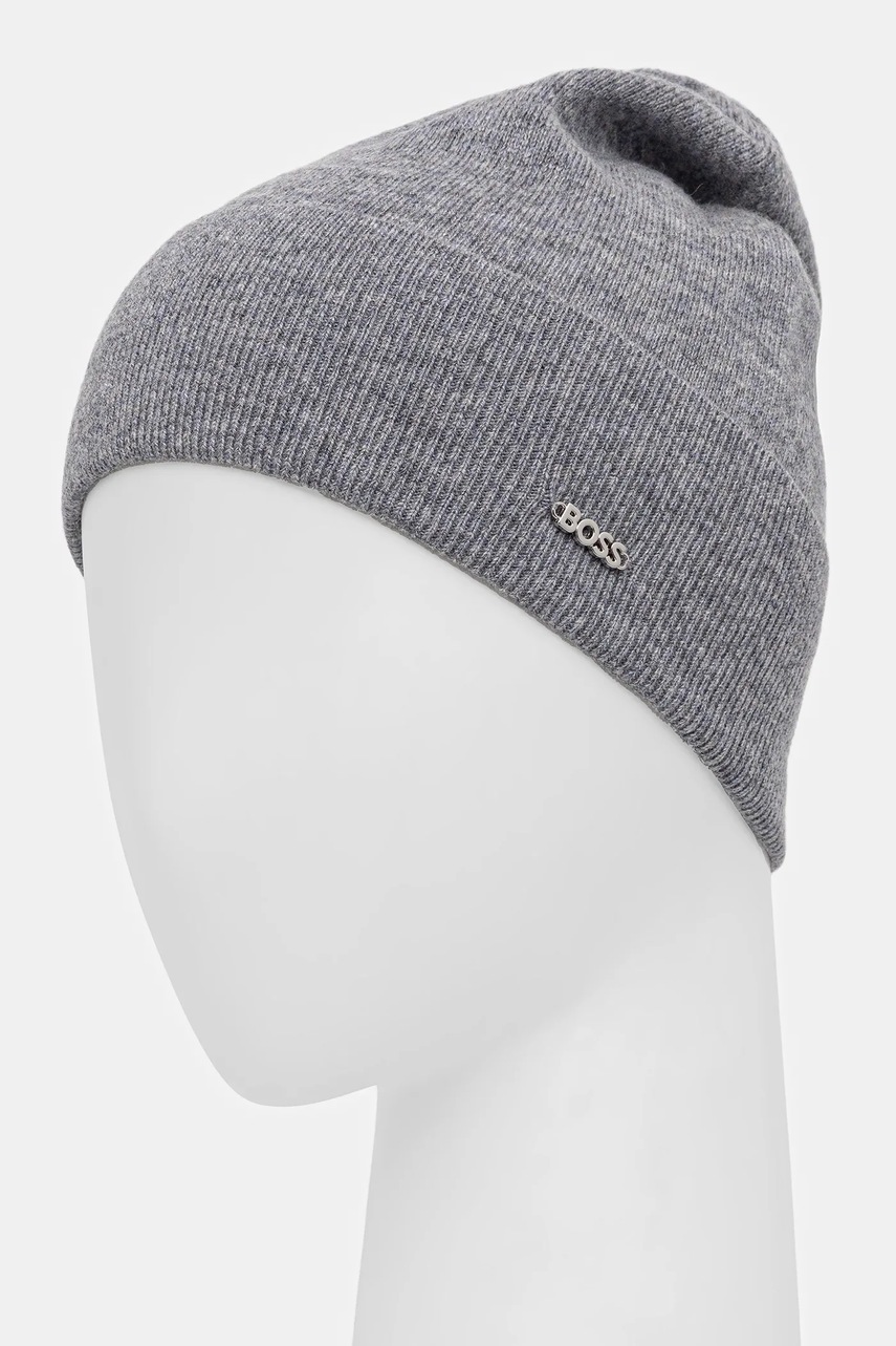 Шерстяная шапка BOSS цвет чёрный из тонкого трикотажа шерсть 50524276