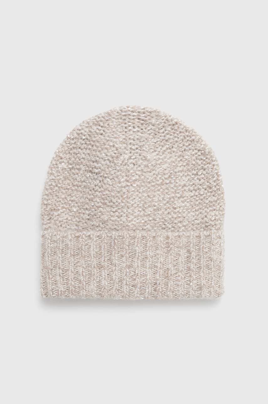 Marella caciula din amestec de lana culoarea bej, din tricot gros, 2423576027200