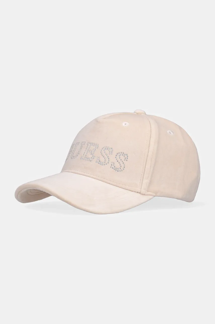 Levně Kšiltovka Guess béžová barva, s aplikací, V4BZ04 KBXI2