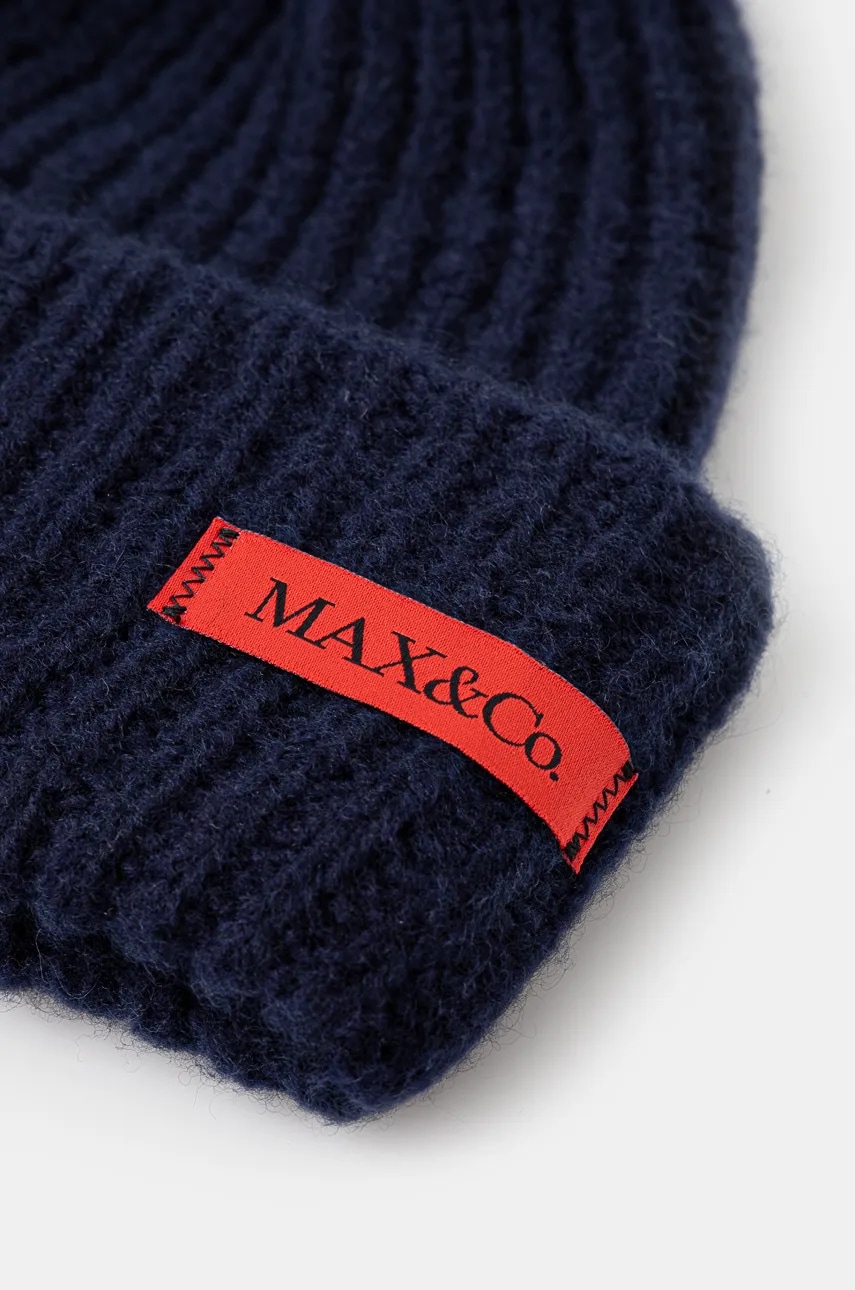 Шерстяная шапка MAX&Co. цвет синий из толстого трикотажа шерсть 2426576017200 Шерстяная шапка MAX&Co. цвет синий из толстого трикотажа шерсть 2426576017200