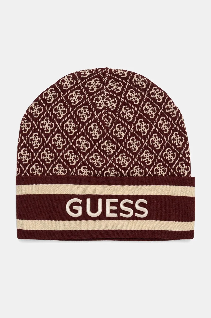 Levně Čepice Guess SEVYN vínová barva, W4BZ21 Z3JD2
