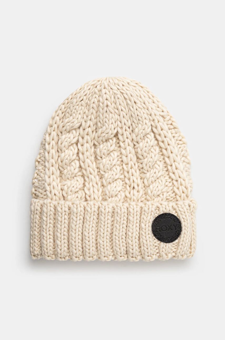 Roxy caciula Tram Beanie culoarea bej, din tricot gros, ERJHA04287