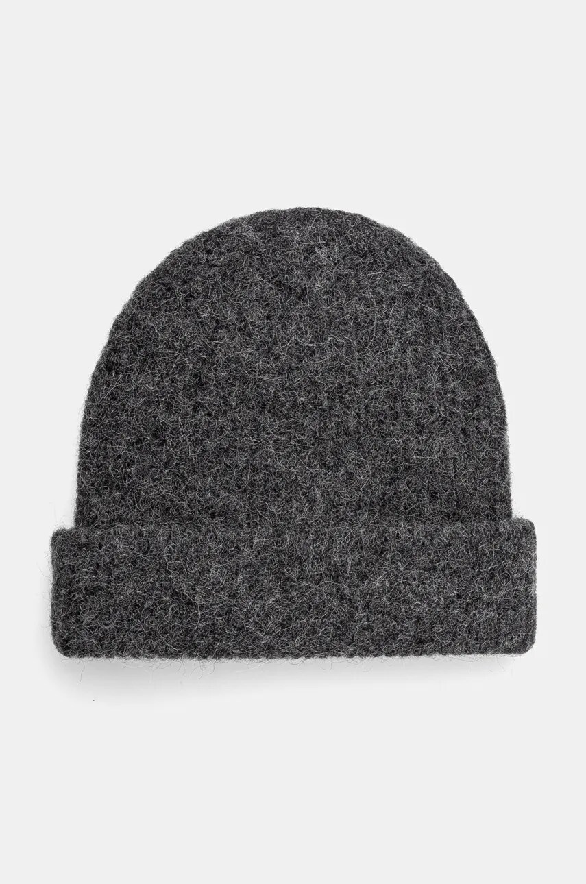 Gestuz caciula de lana culoarea gri, de lana, din tricot gros, 10909858