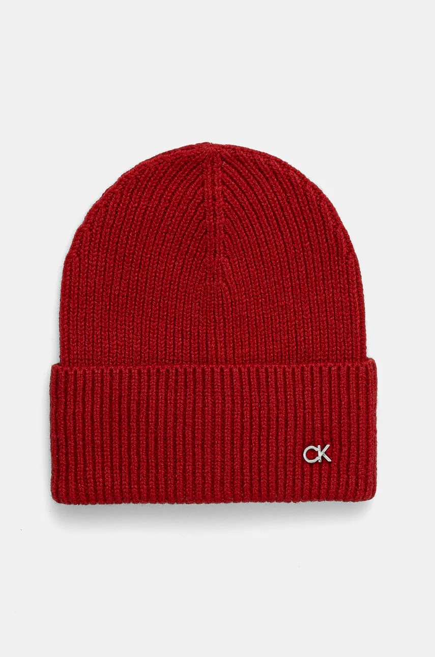 

Вълнена шапка Calvin Klein в червено от вълна K60K612592, Червен