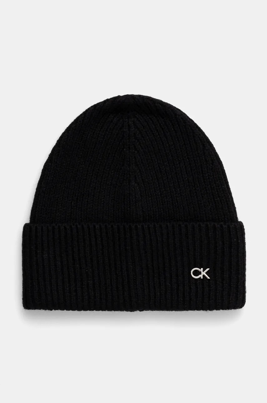 

Вълнена шапка Calvin Klein в черно от вълна K60K612592, Черен