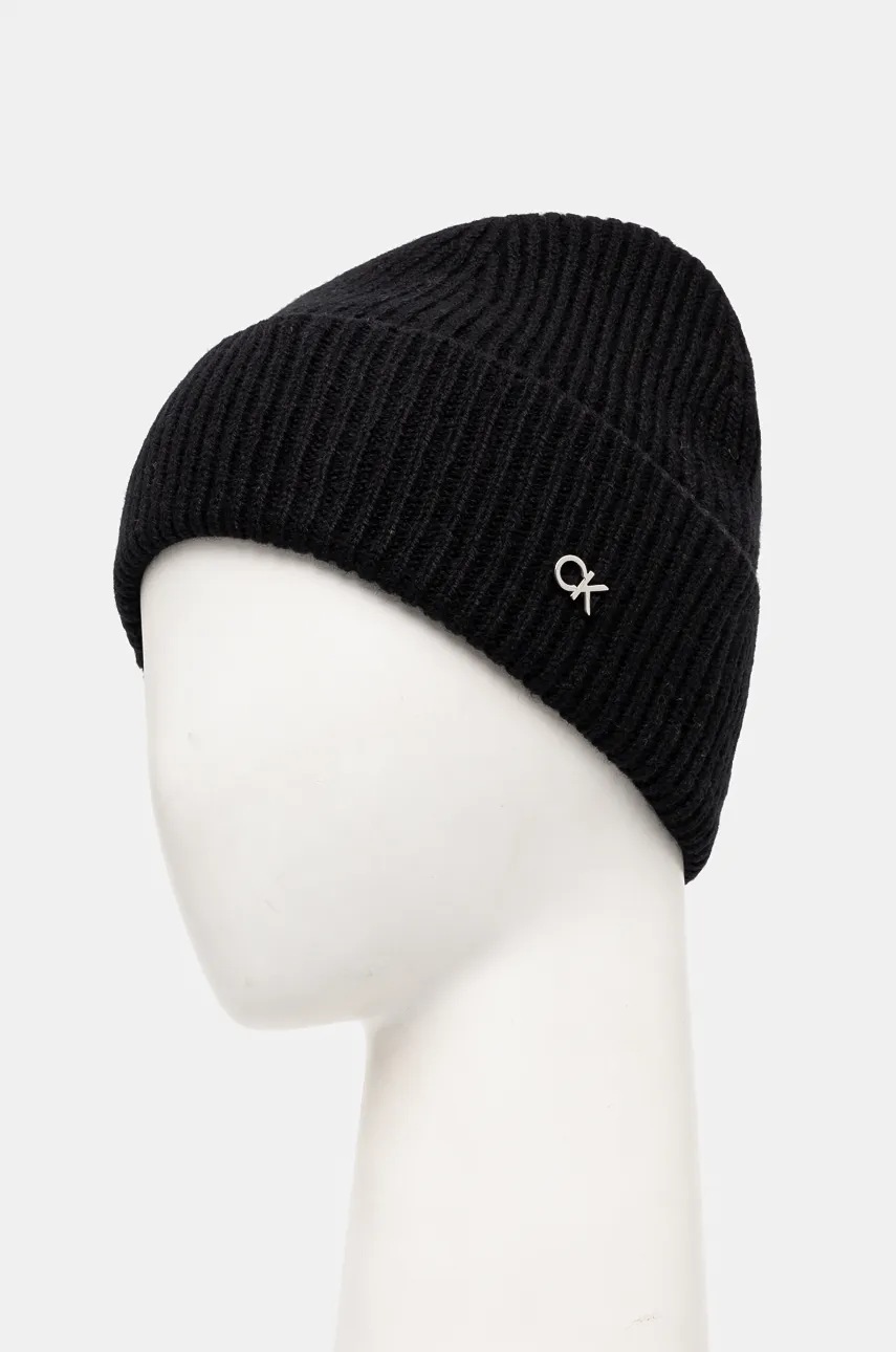 Шерстяная шапка Calvin Klein цвет чёрный шерсть K60K612592 Шерстяная шапка Calvin Klein цвет чёрный шерсть K60K612592