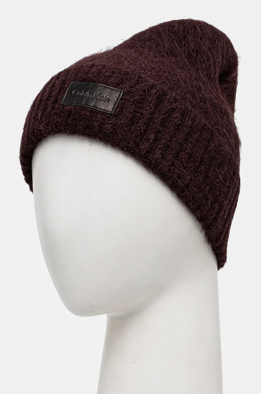 Шерстяная шапка Calvin Klein цвет бордовый шерсть K60K612594 Шерстяная шапка Calvin Klein цвет бордовый шерсть K60K612594